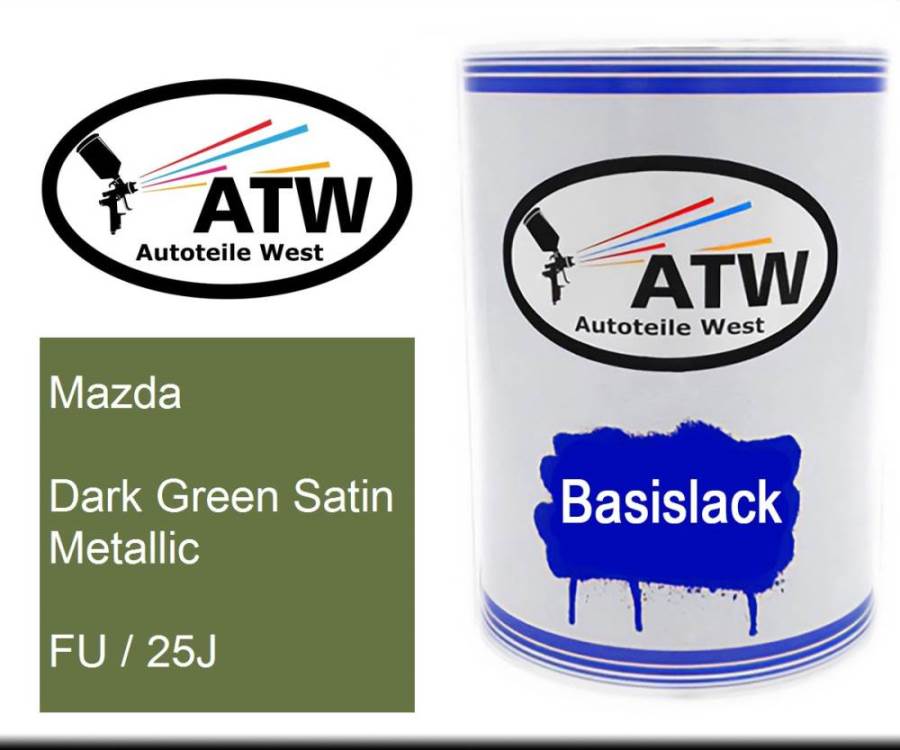 Mazda, Dark Green Satin Metallic, FU / 25J: 500ml Lackdose, von ATW Autoteile West.